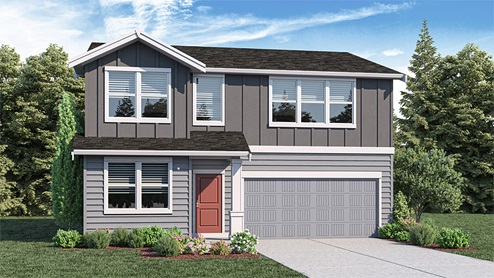 exterior front wellington floor plan 2-story home with a 2-car garage