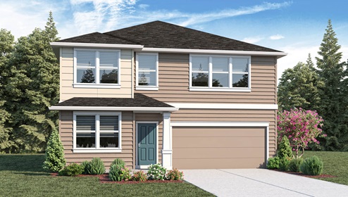 exterior front wellington floor plan 2-story home with a 2-car garage