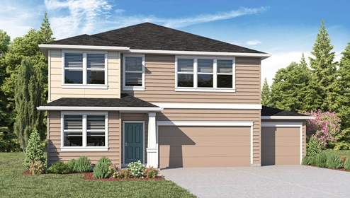 exterior front wellington floor plan 2-story home with a extended 3-car garage