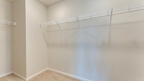 primary walk-in closet with wire shelves