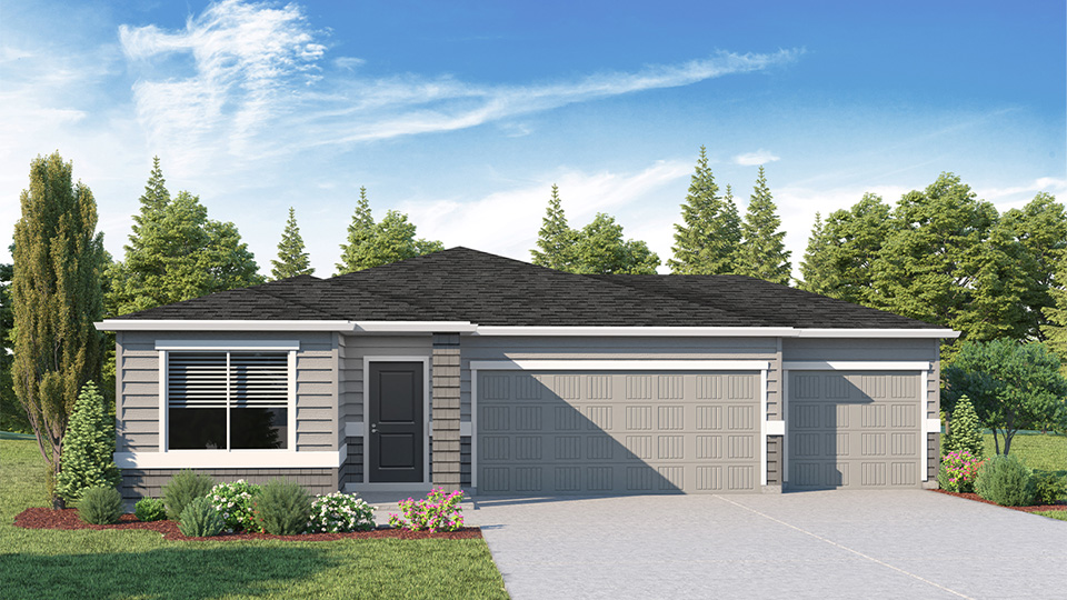 exterior front single-family home with a 3-car garage