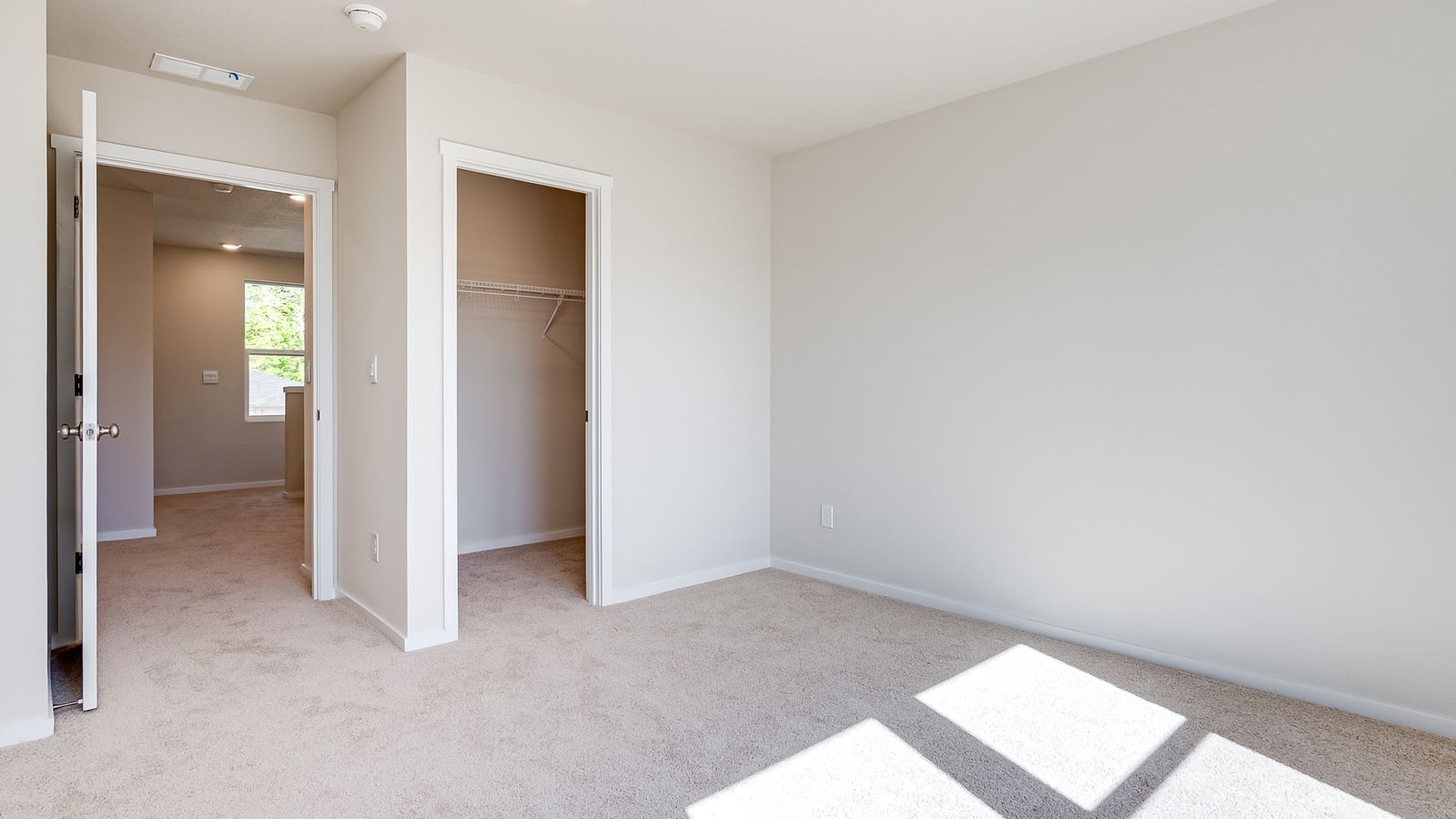 Primary bedroom with wall-to-wall carpet, a walk-in closet and an attached bathroom