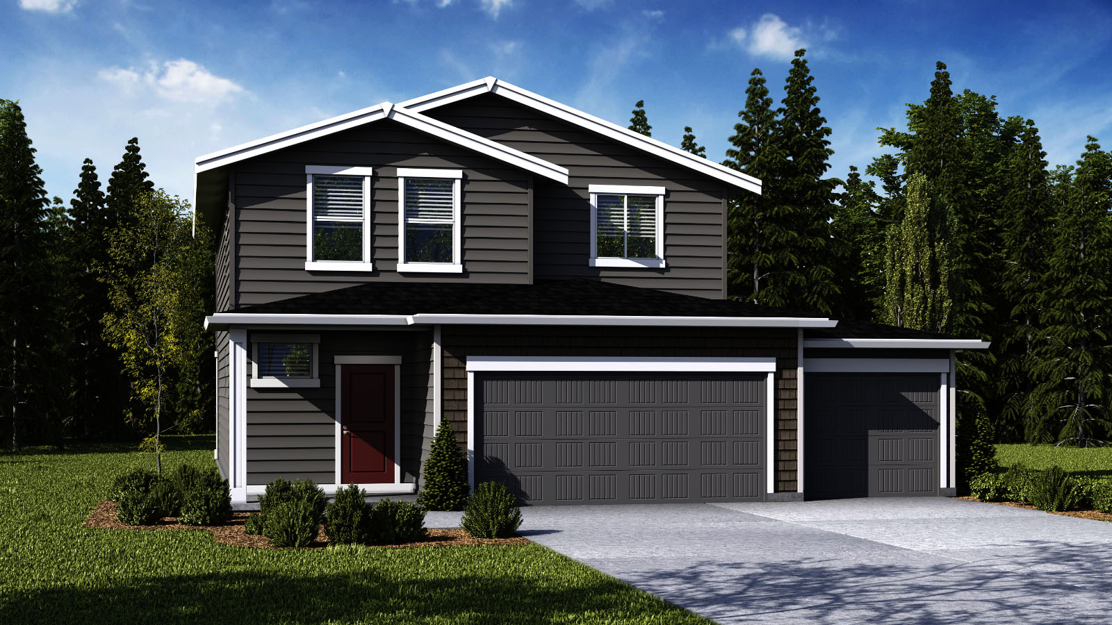 exterior front single-family home with a 3-car garage