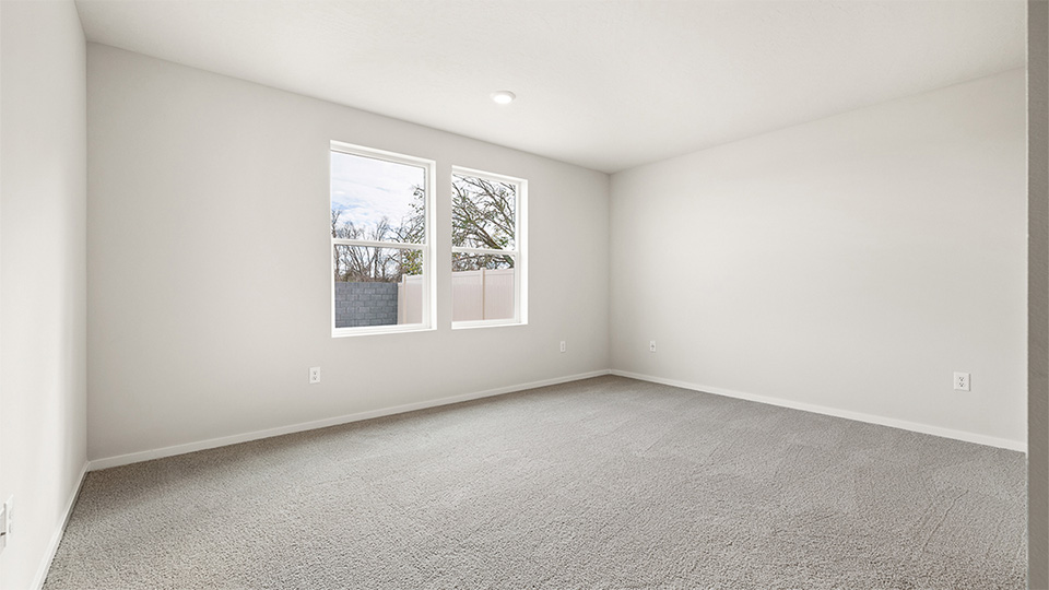 Primary bedroom with wall-to-wall carpet, a walk-in closet and an attached bathroom
