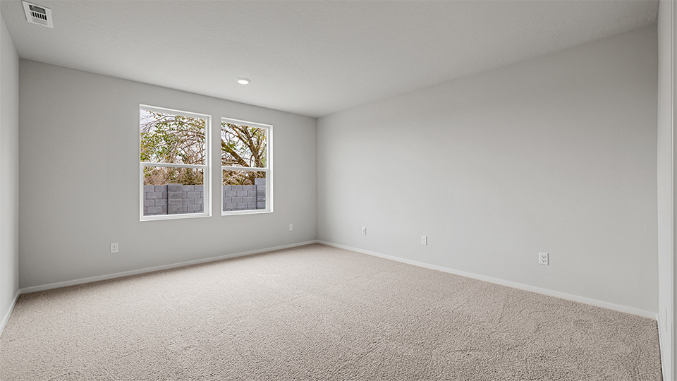 Primary bedroom with wall-to-wall carpet, a walk-in closet and an attached bathroom