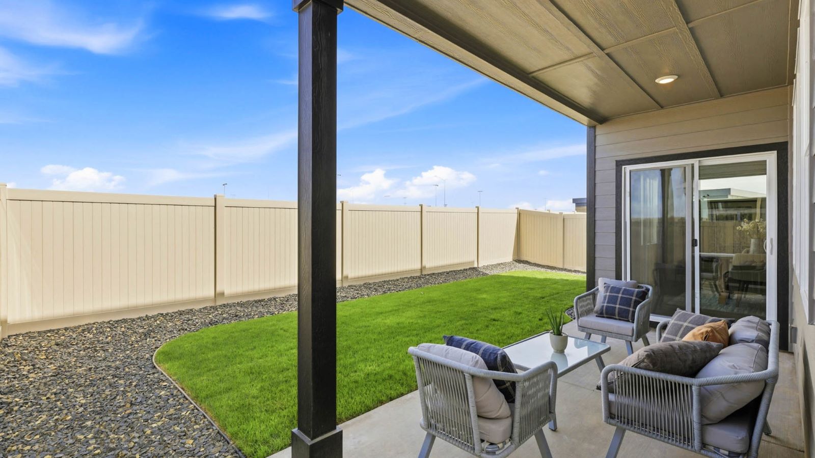 Covered concrete patio