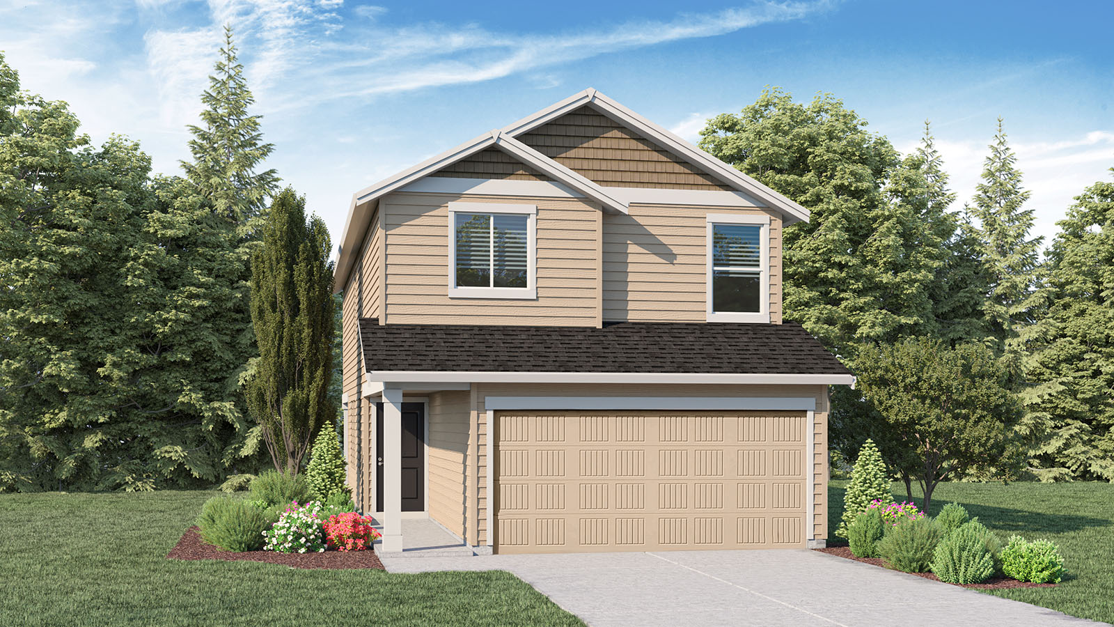 exterior front single-family home with a 2-car garage