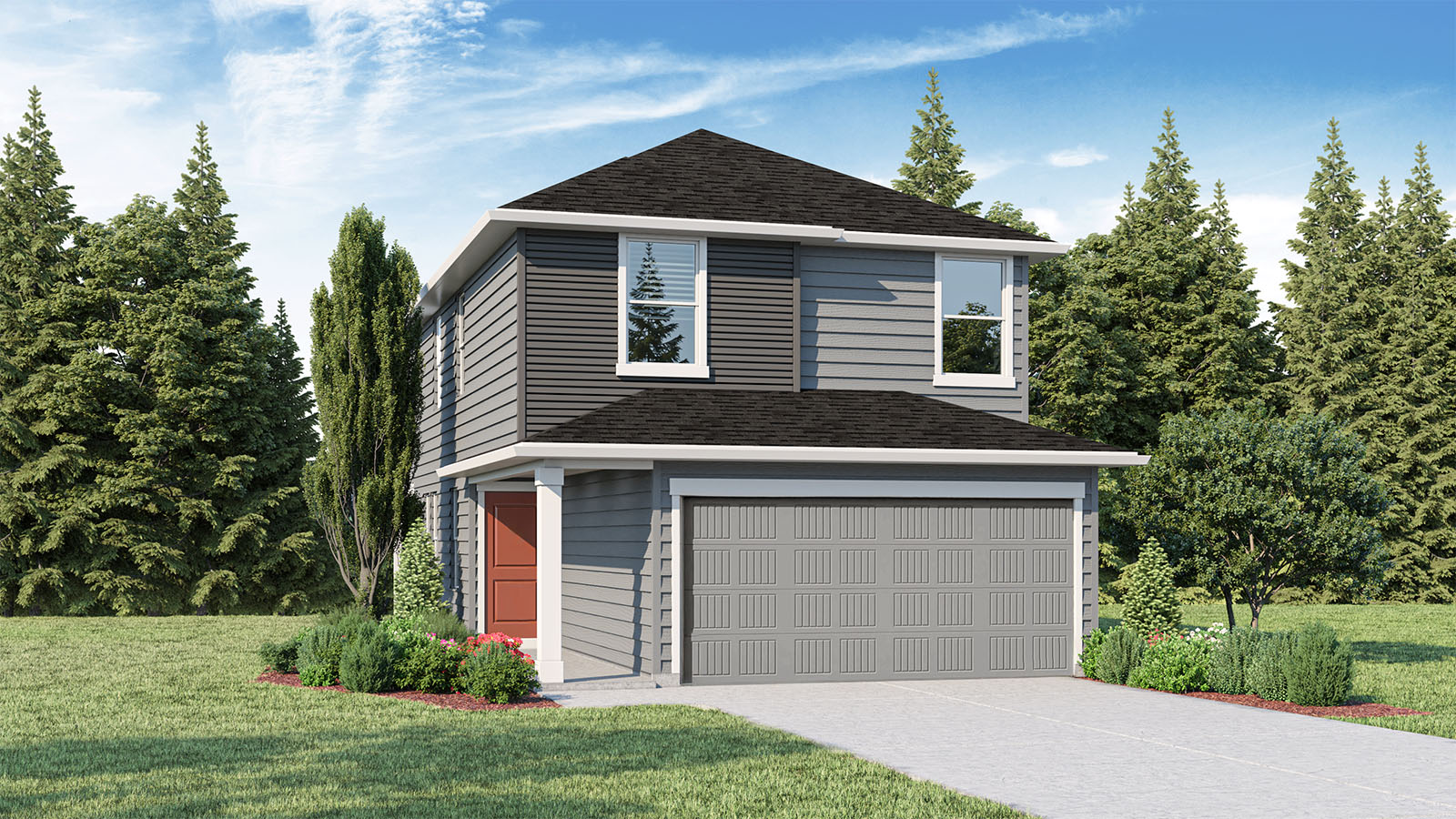 exterior front single-family home with a 2-car garage