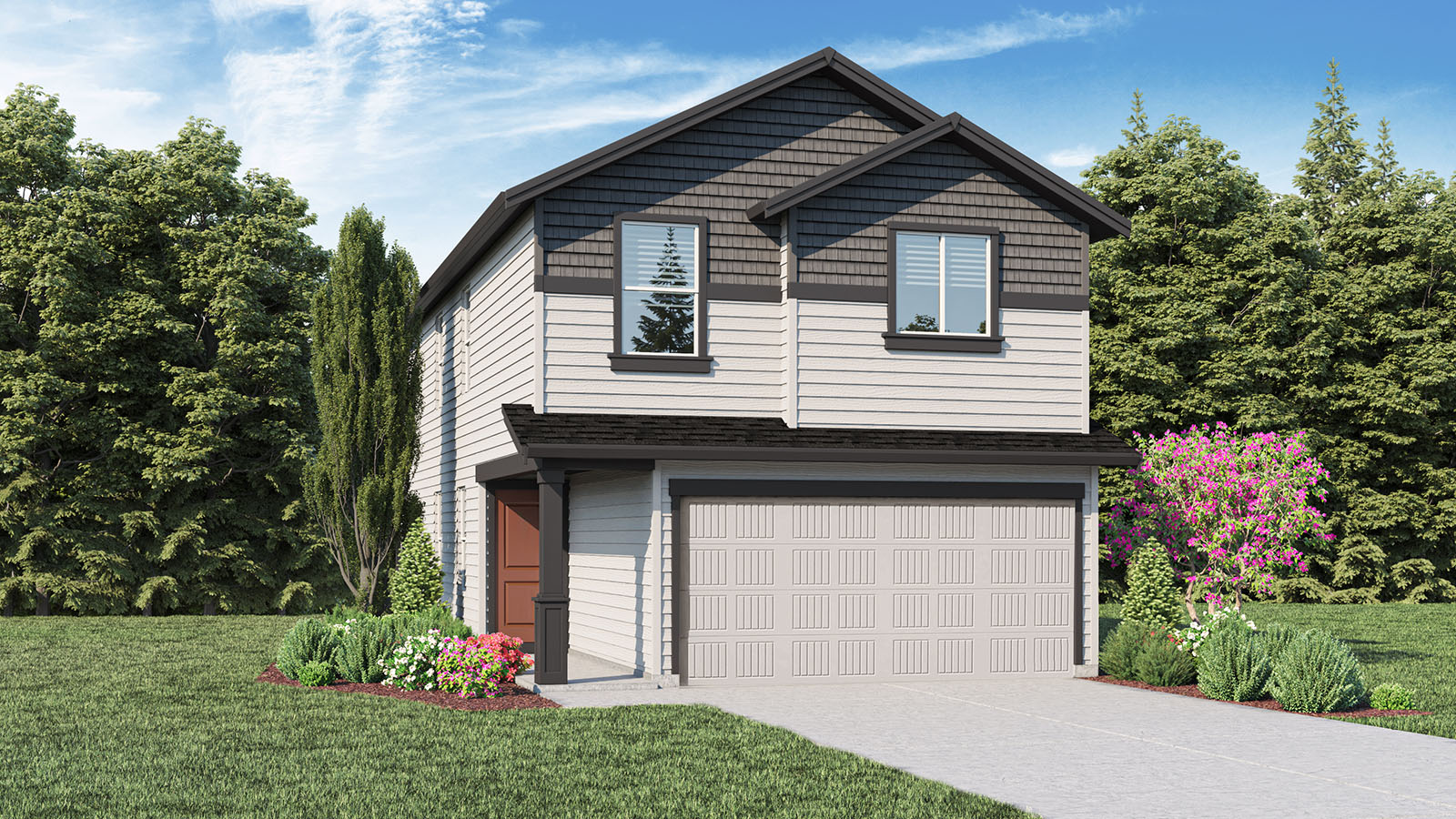 exterior front single-family home with a 2-car garage