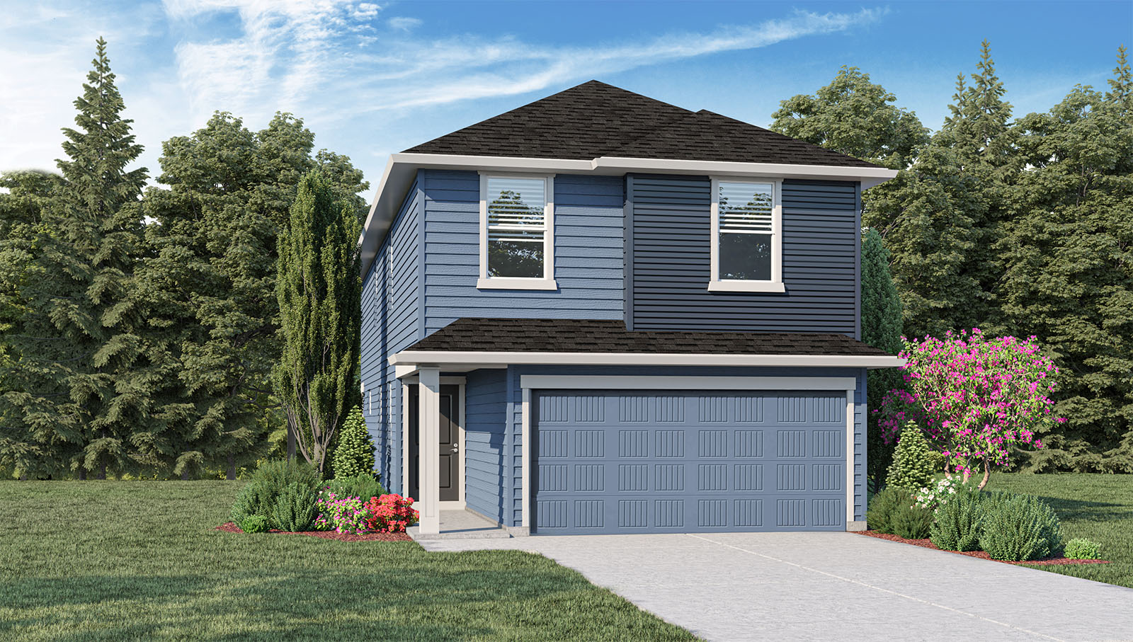 exterior front single-family home with a 2-car garage