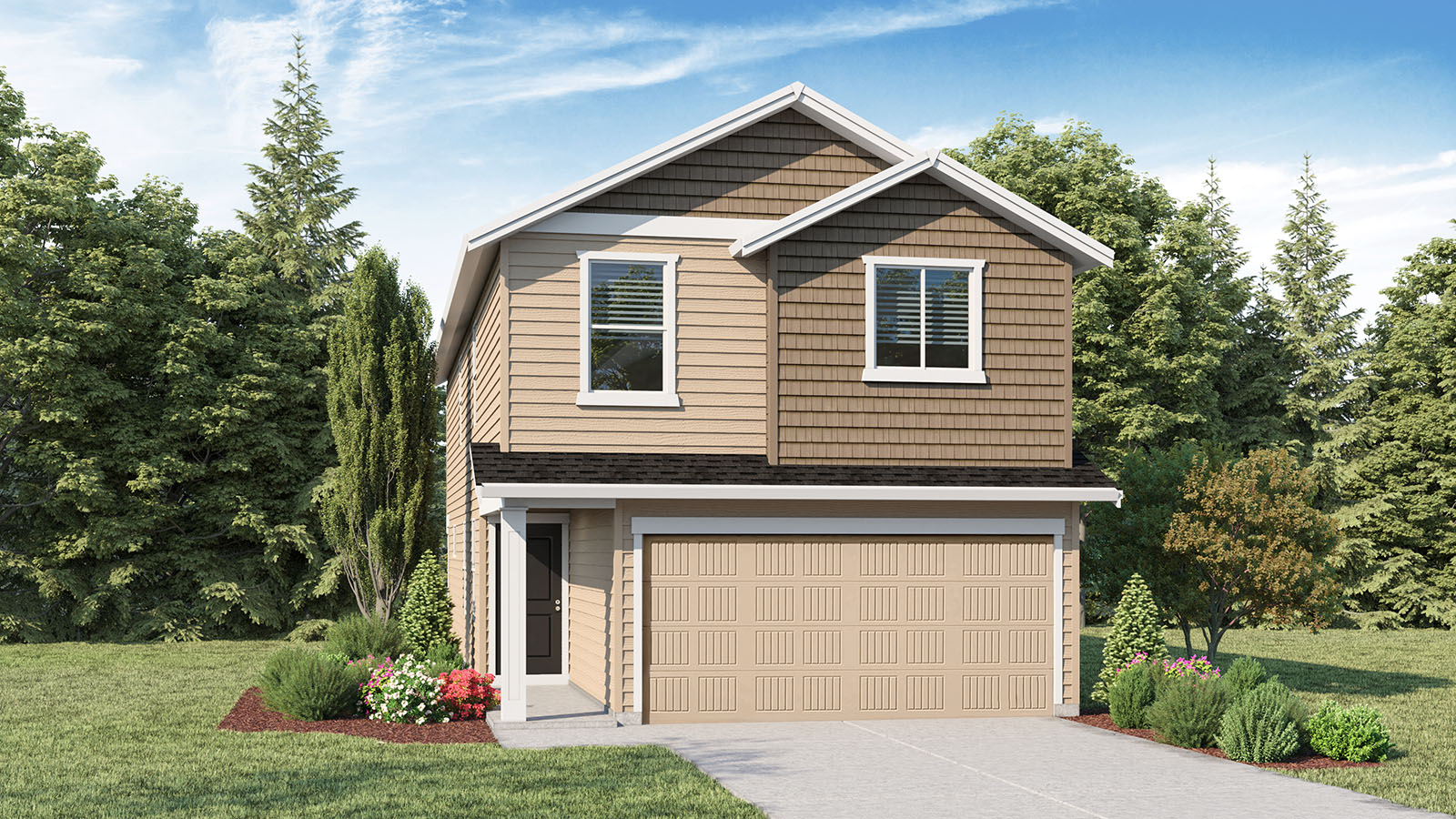 exterior front single-family home with a 2-car garage