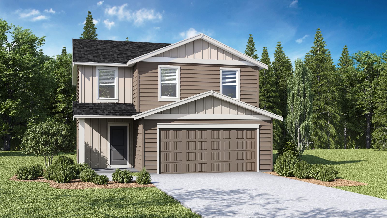 exterior front single-family home with a 2-car garage