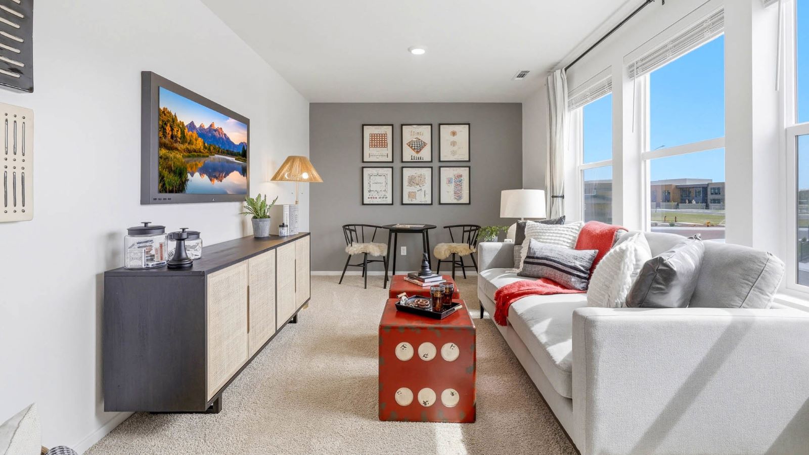 Bedroom with wall-to-wall carpet and a closet