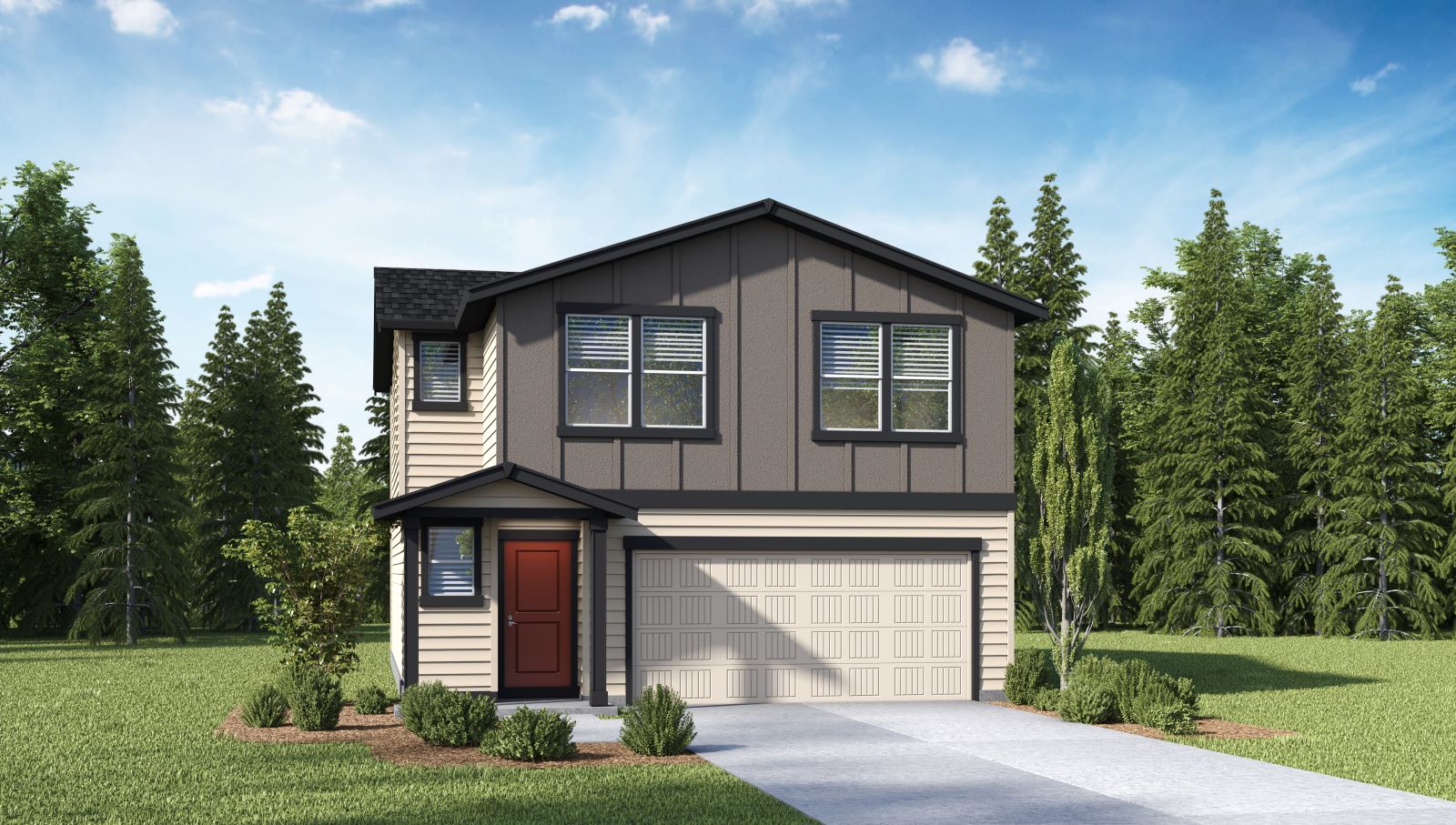 exterior front single-family home with a 2-car garage