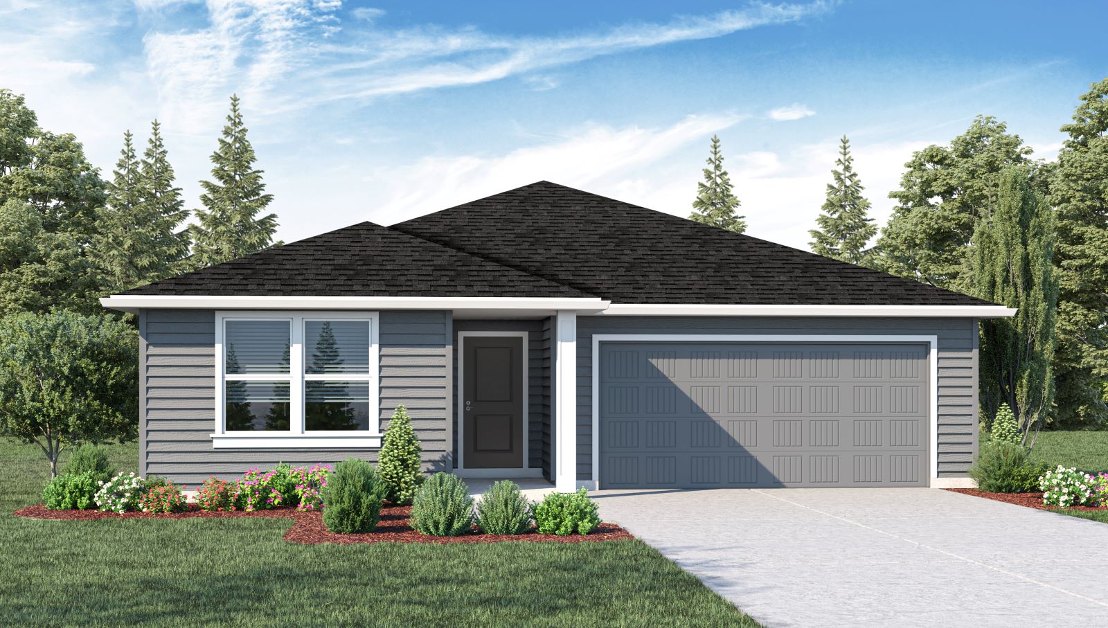 exterior front single-family home with an attached garage