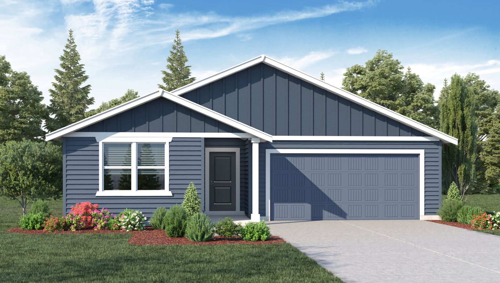 exterior front single-family home with an attached garage