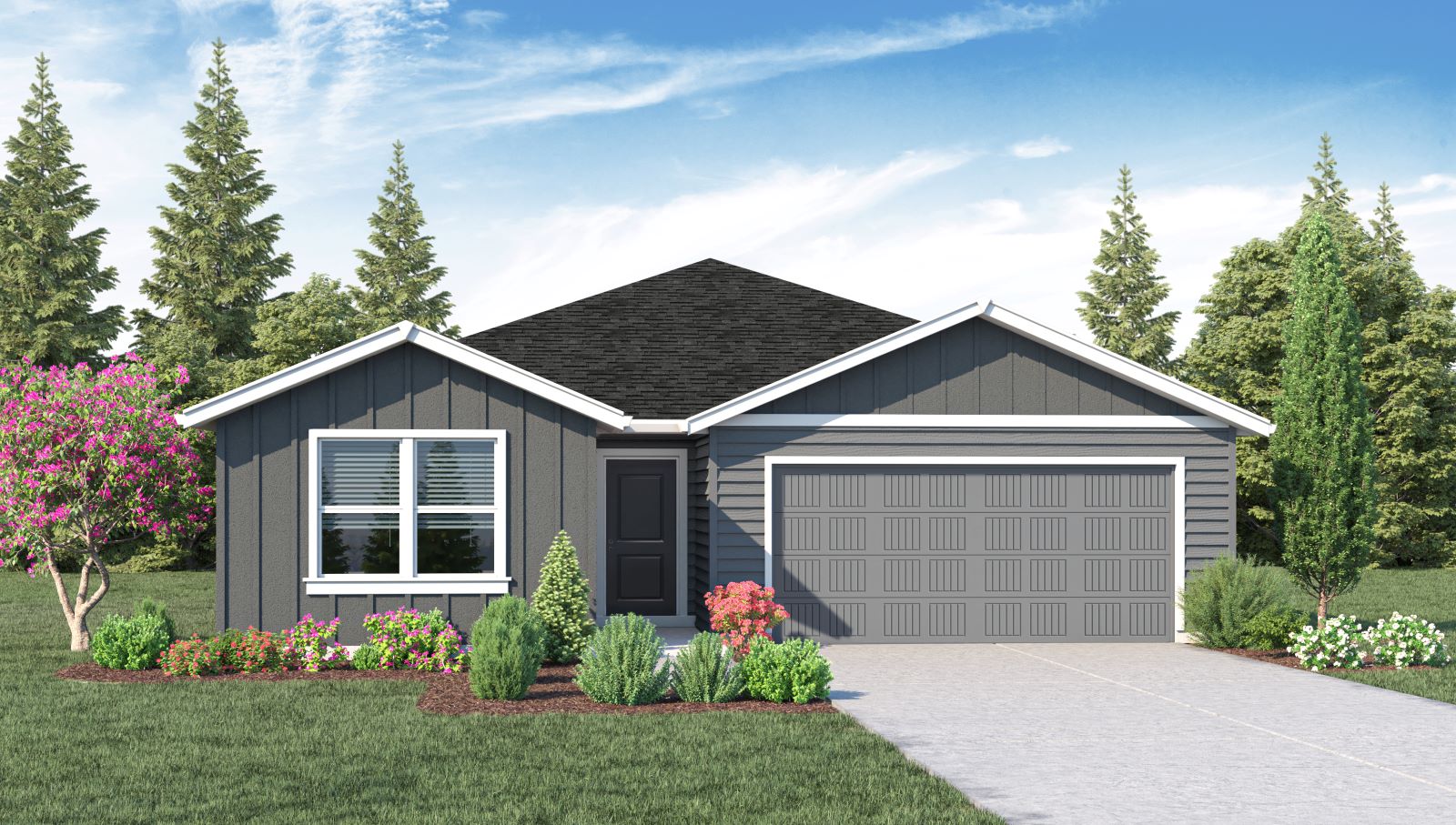 exterior front single-family home with an attached garage