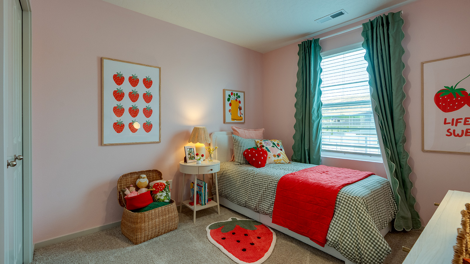 Bedroom with wall-to-wall carpet and a closet