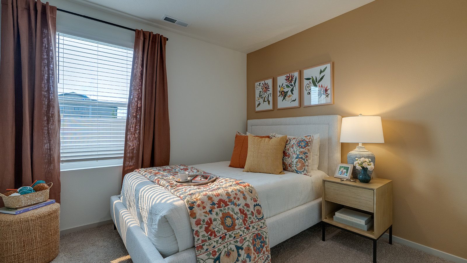 Bedroom with wall-to-wall carpet and a closet