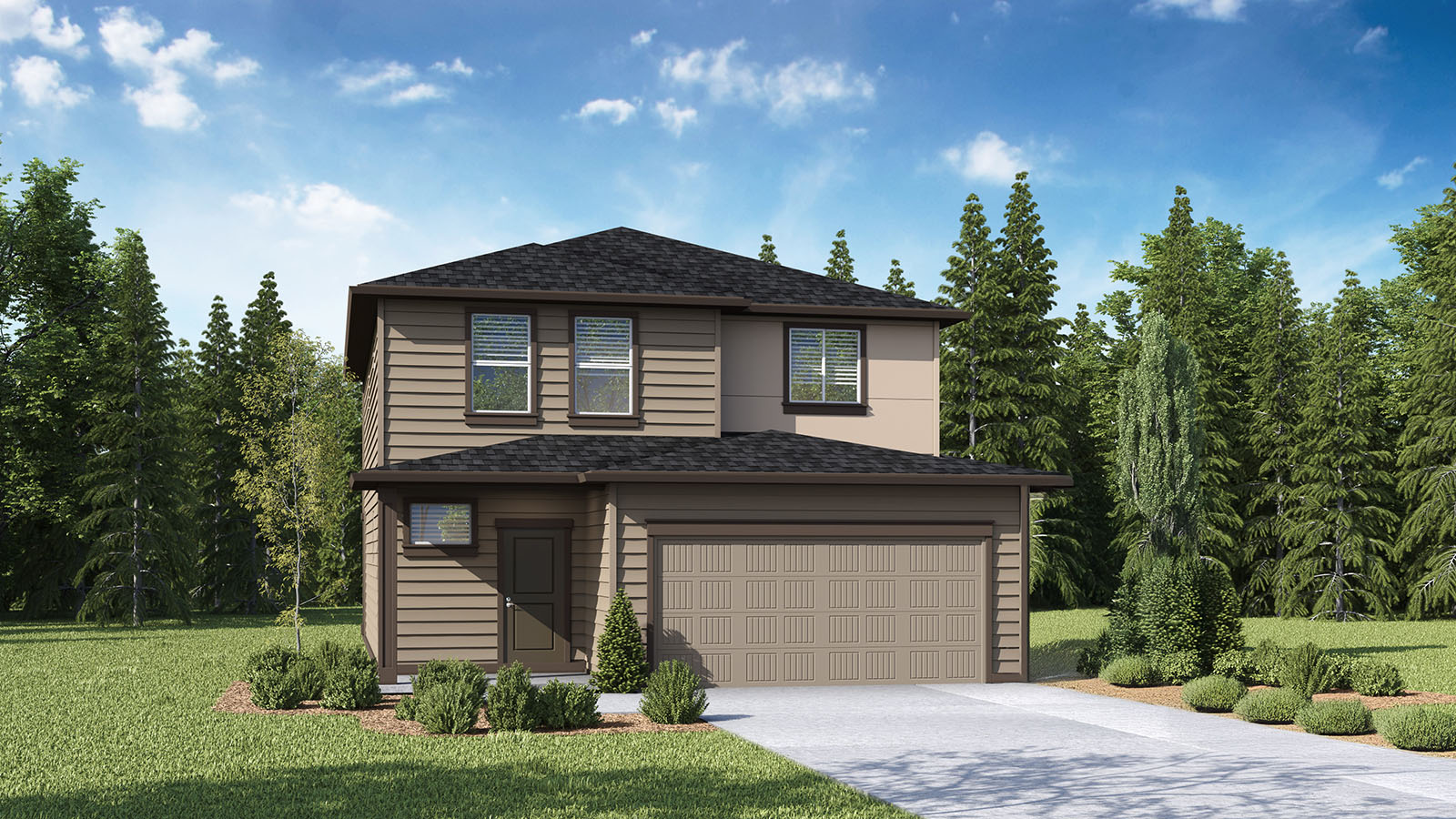 exterior front single-family home with a 2-car garage