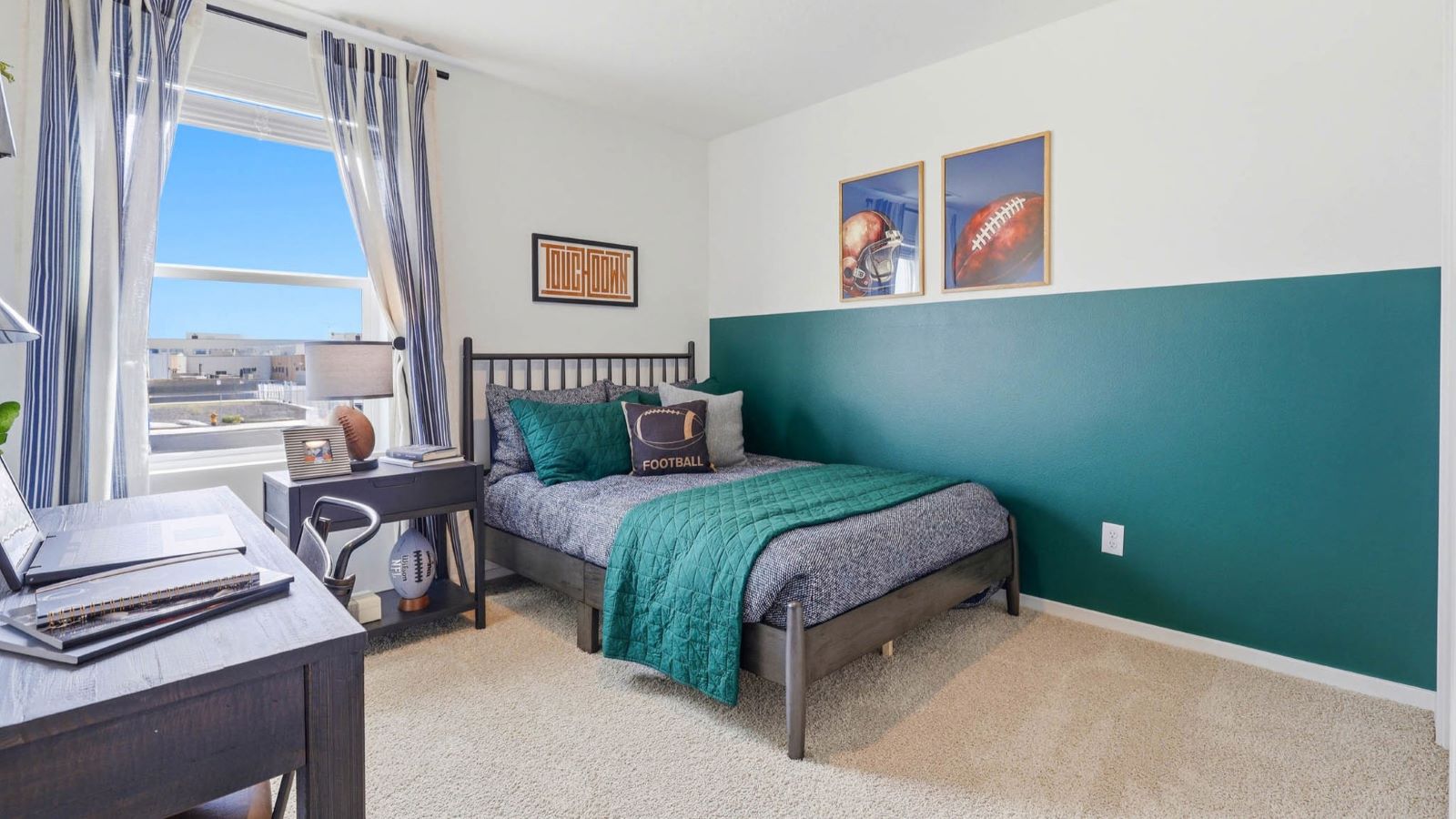 Bedroom with wall-to-wall carpet and a closet