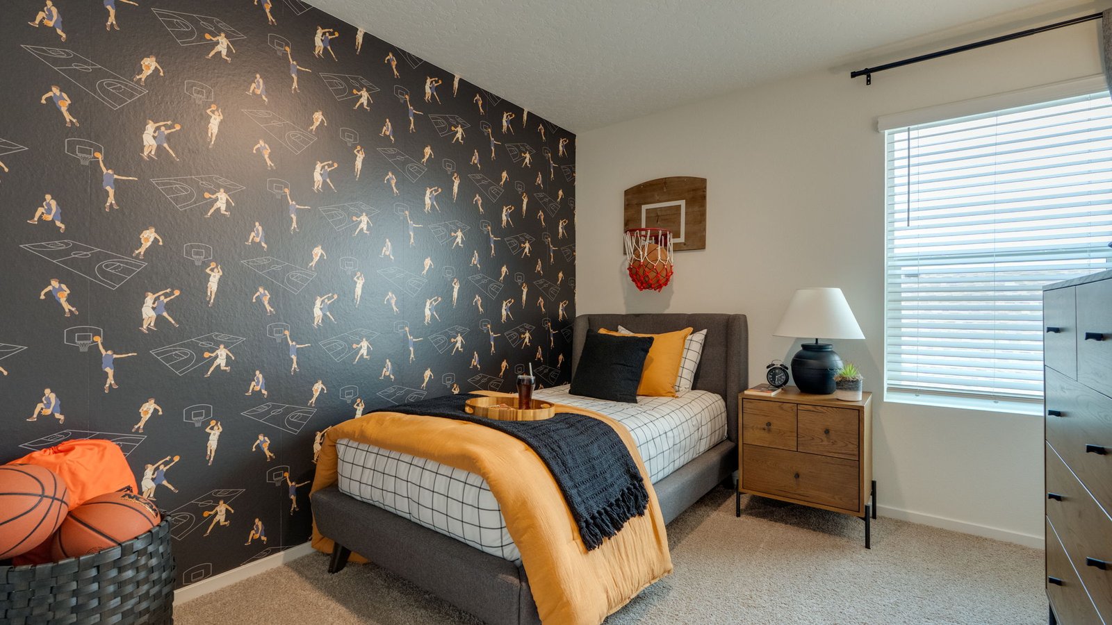 Bedroom with wall-to-wall carpet and a closet