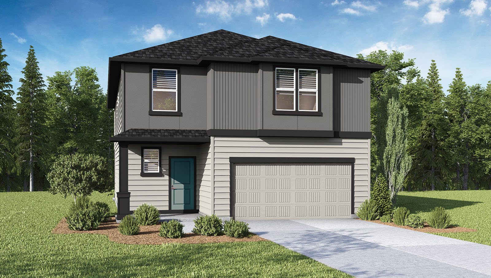 exterior front single-family home with a 2-car garage