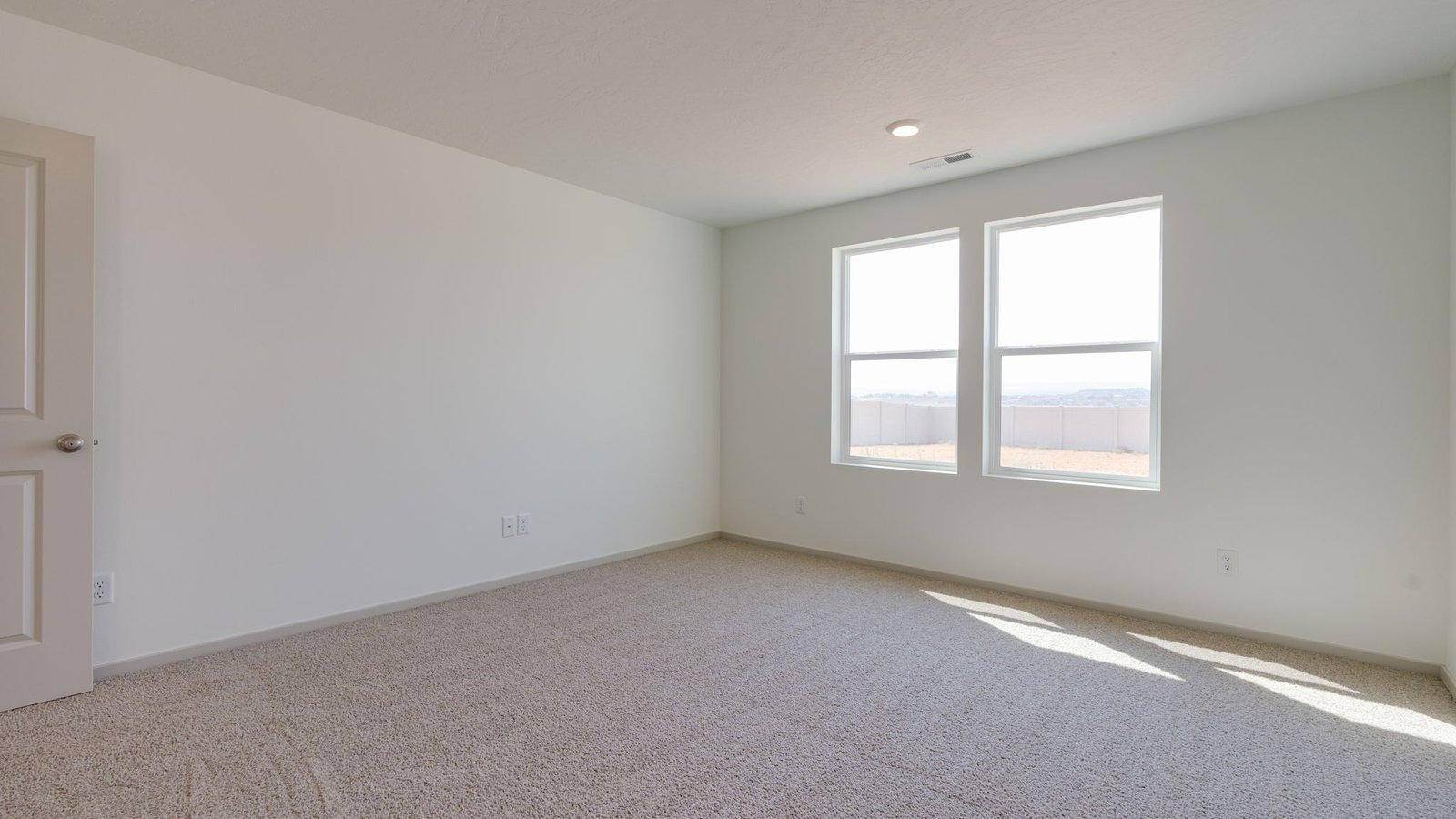 Primary bedroom with wall-to-wall carpet, a walk-in closet and an attached bathroom
