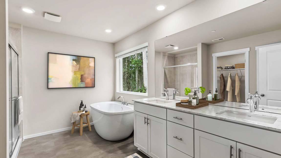 Primary bathroom with freestanding tub