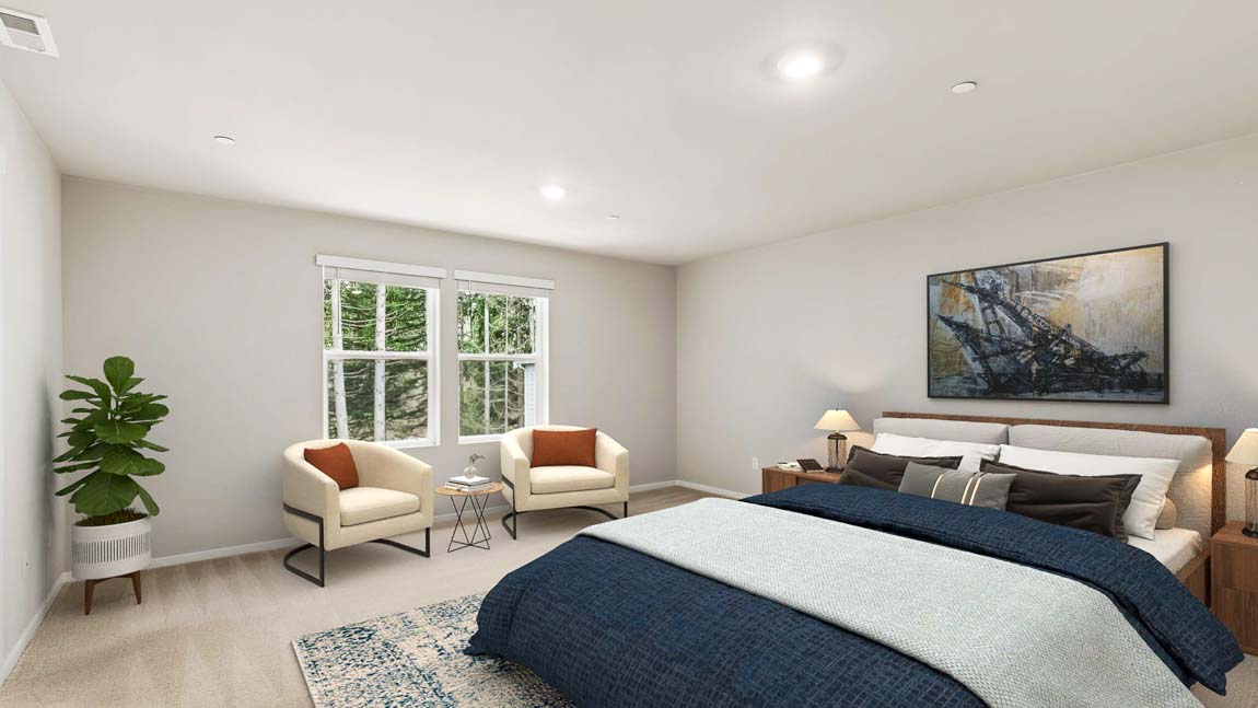 Primary bedroom with window seats