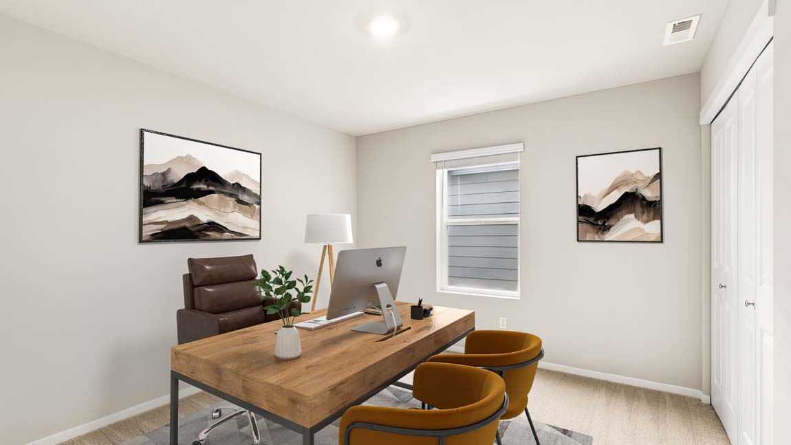 Secondary bedroom being used as a home office