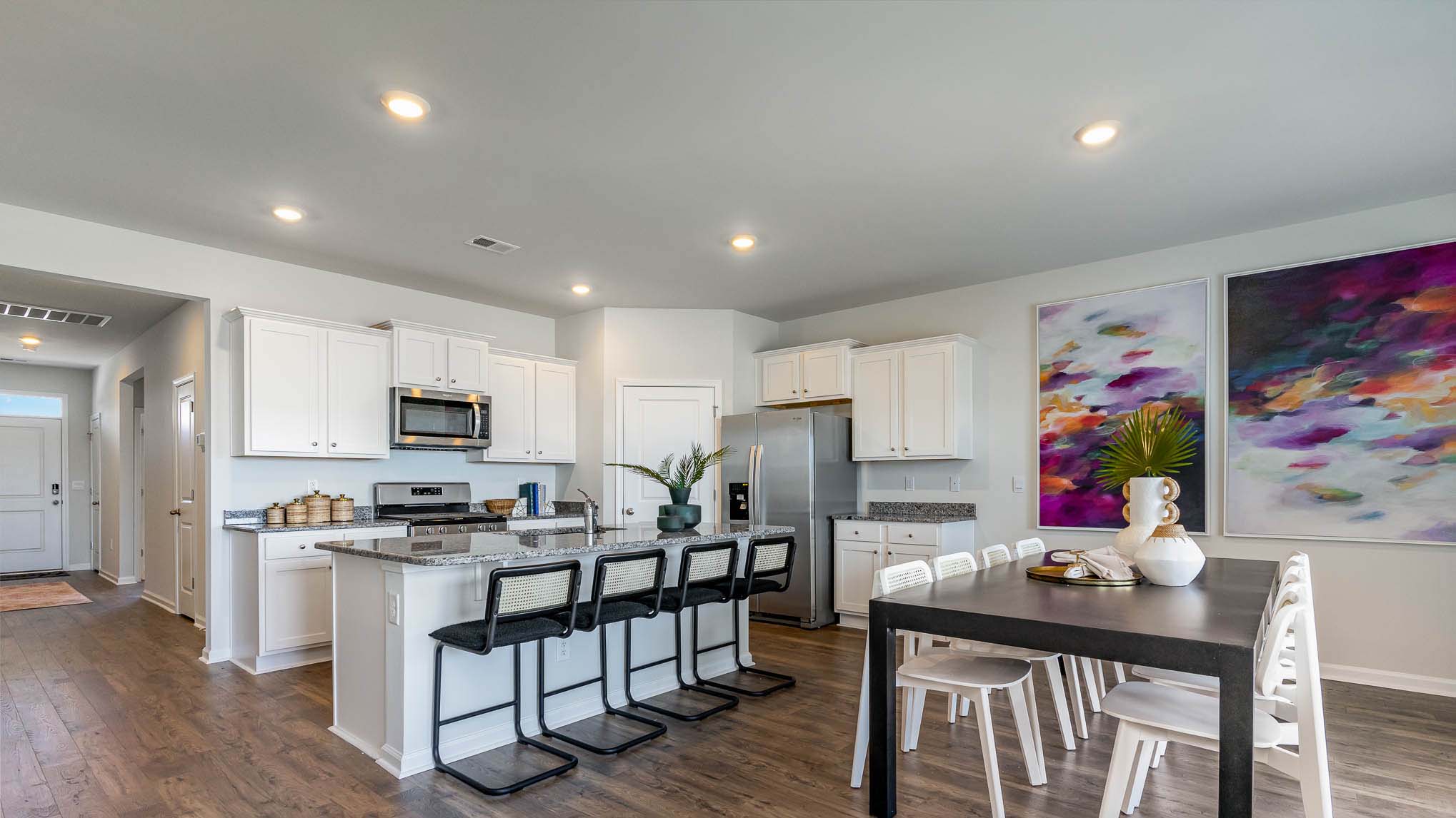 kitchen with white cabinets