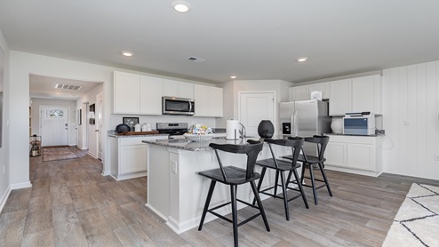 Kitchen with granite countertops overview