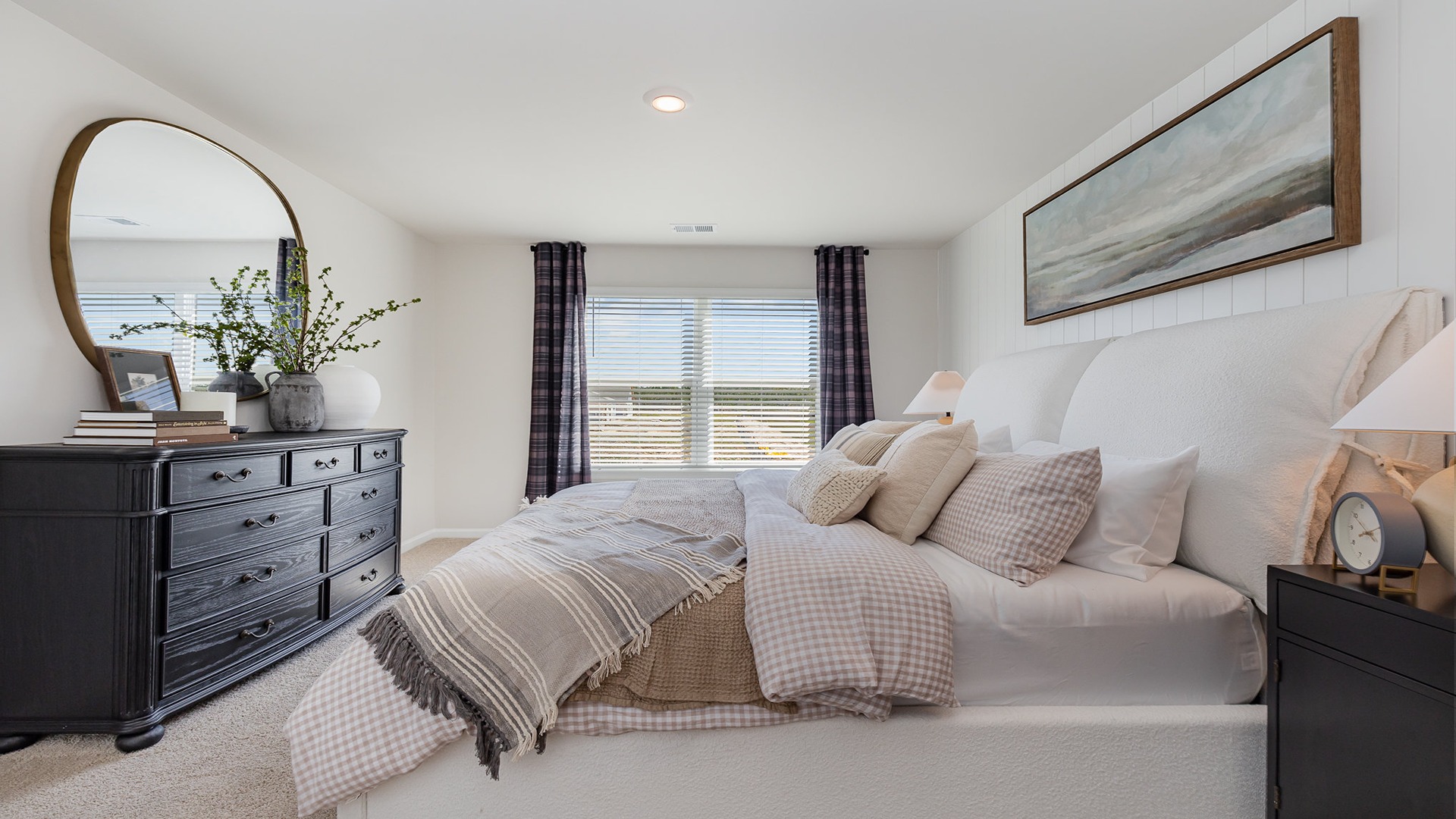 cali primary bedroom with dresser