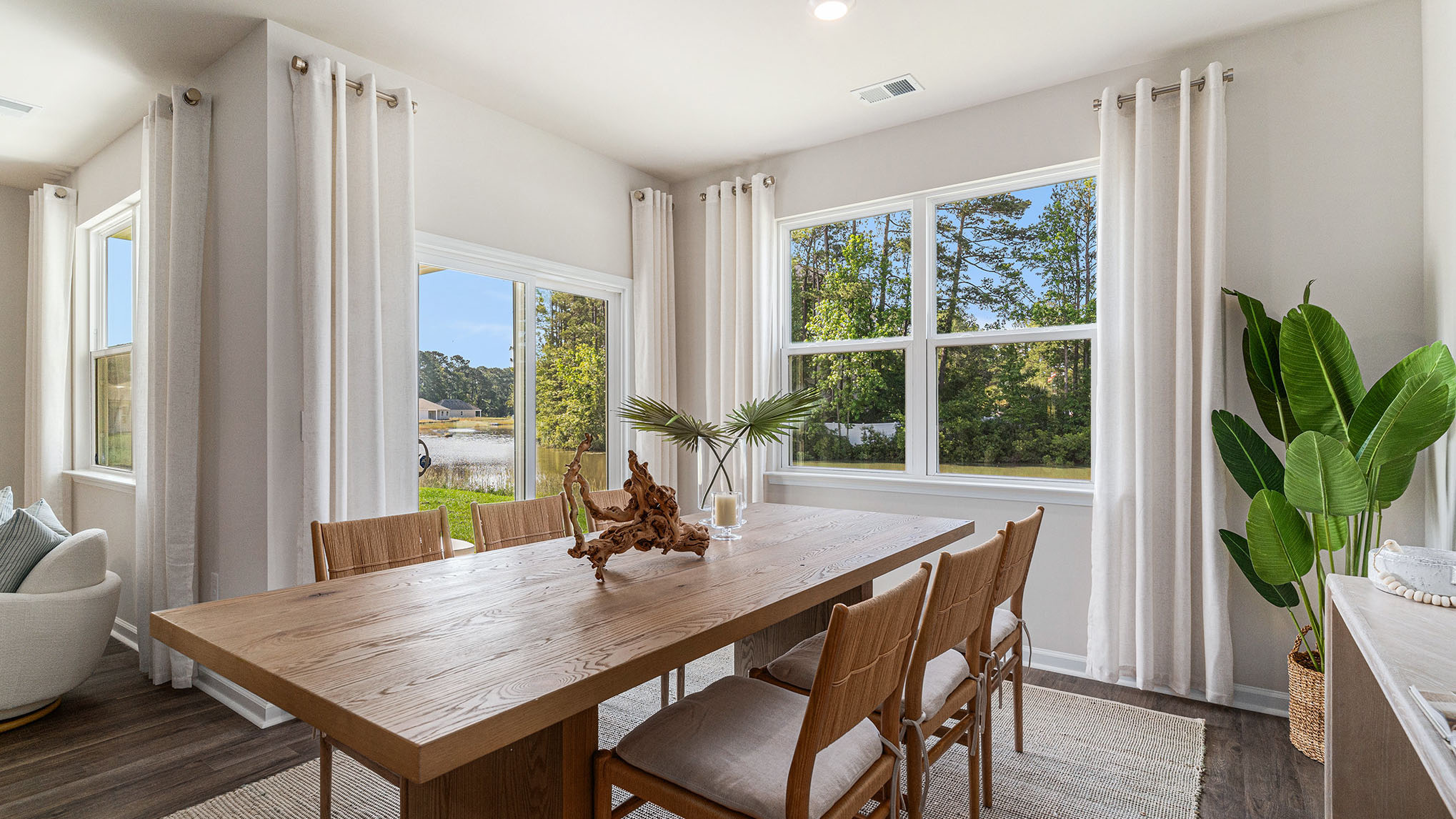 dining room area with sliding door