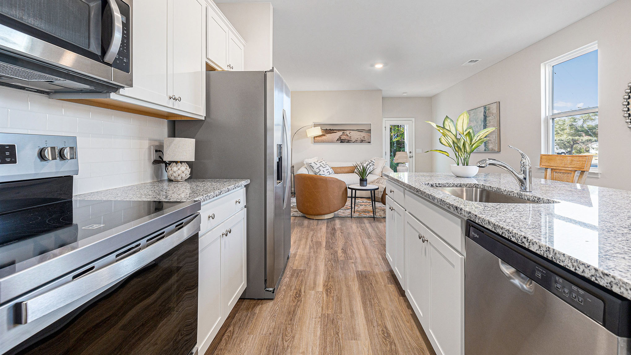 kitchen with view of living room