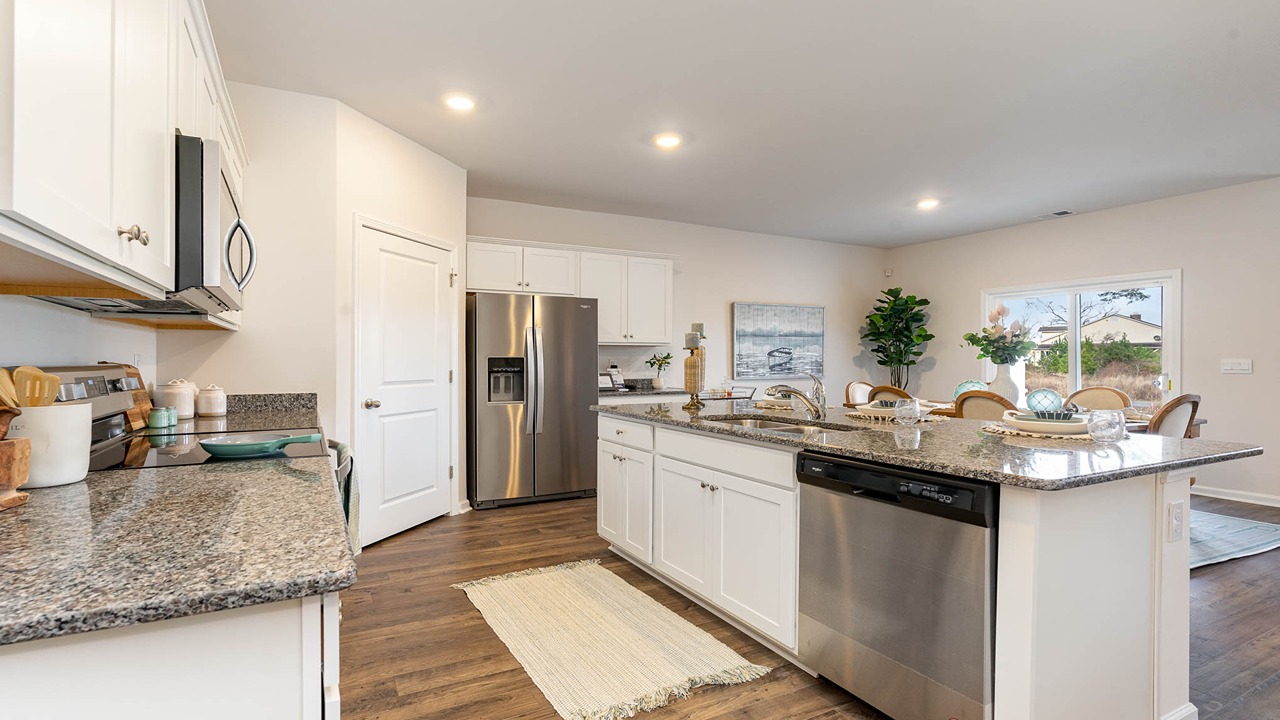 kitchen with white cabinets