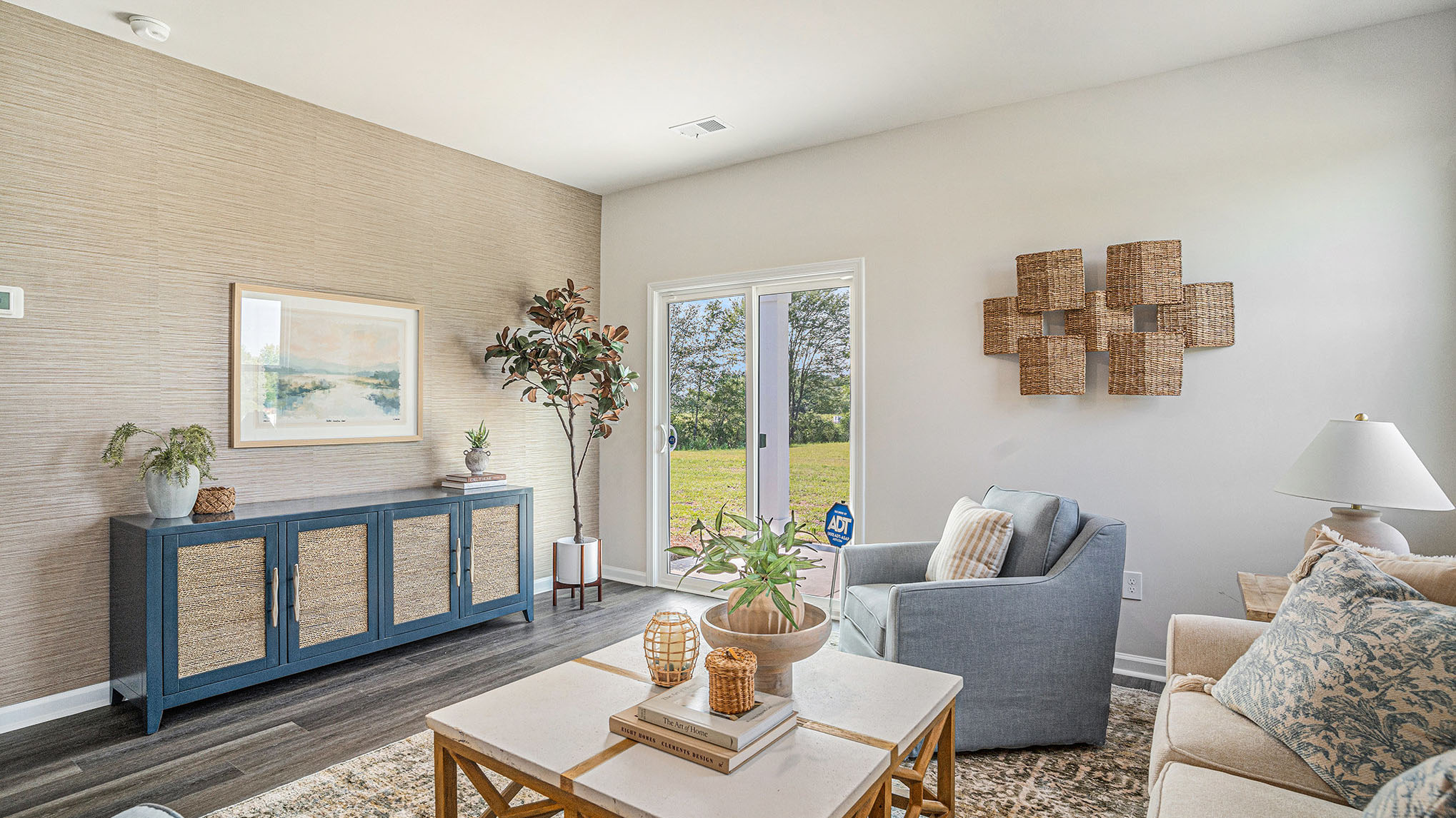 living room with double window