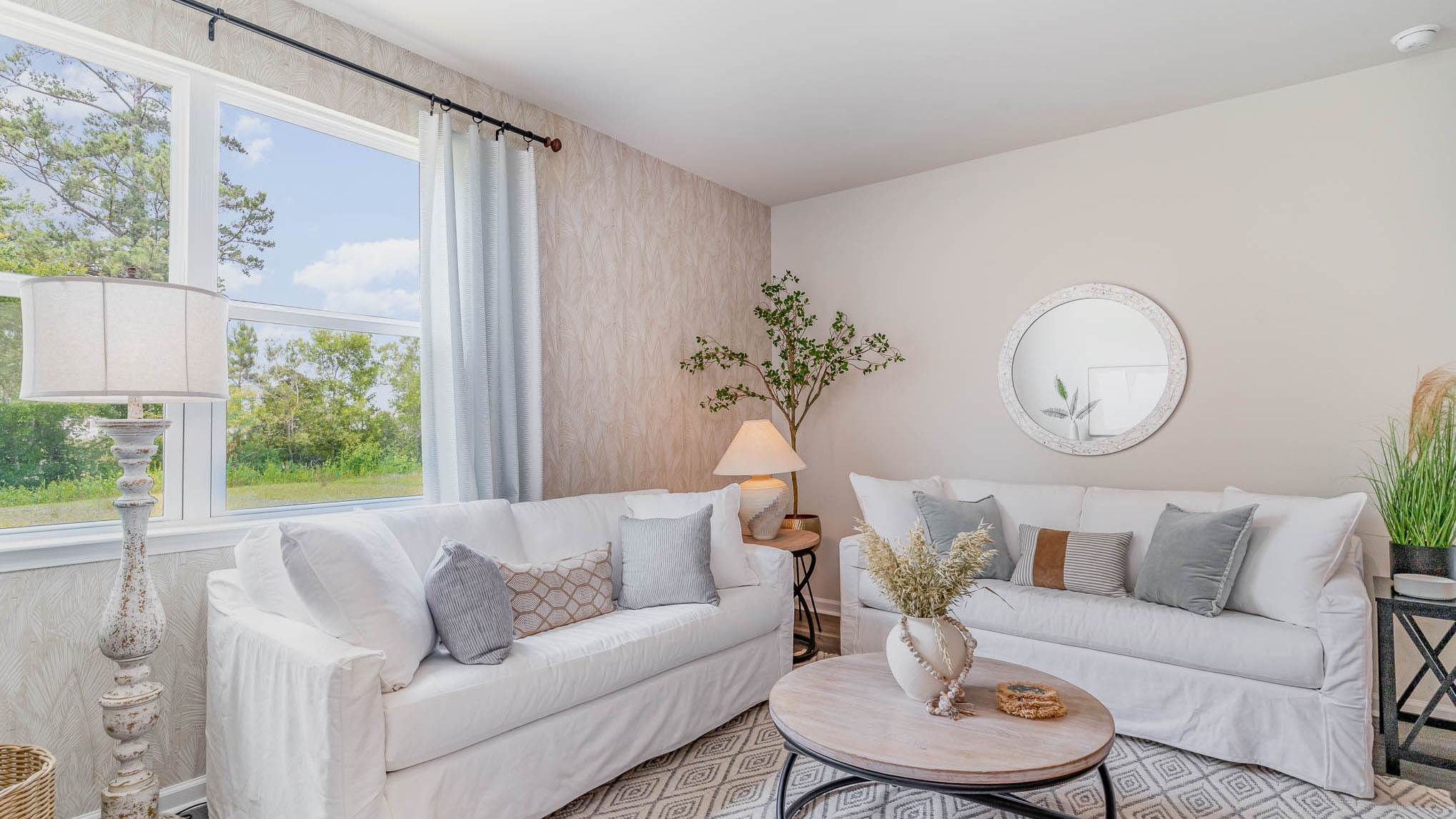 living room with double window