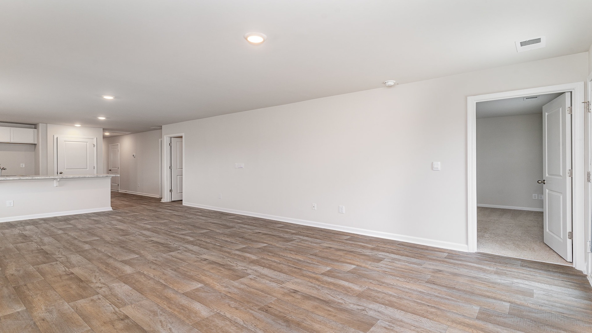 living room with vinyl plank flooring