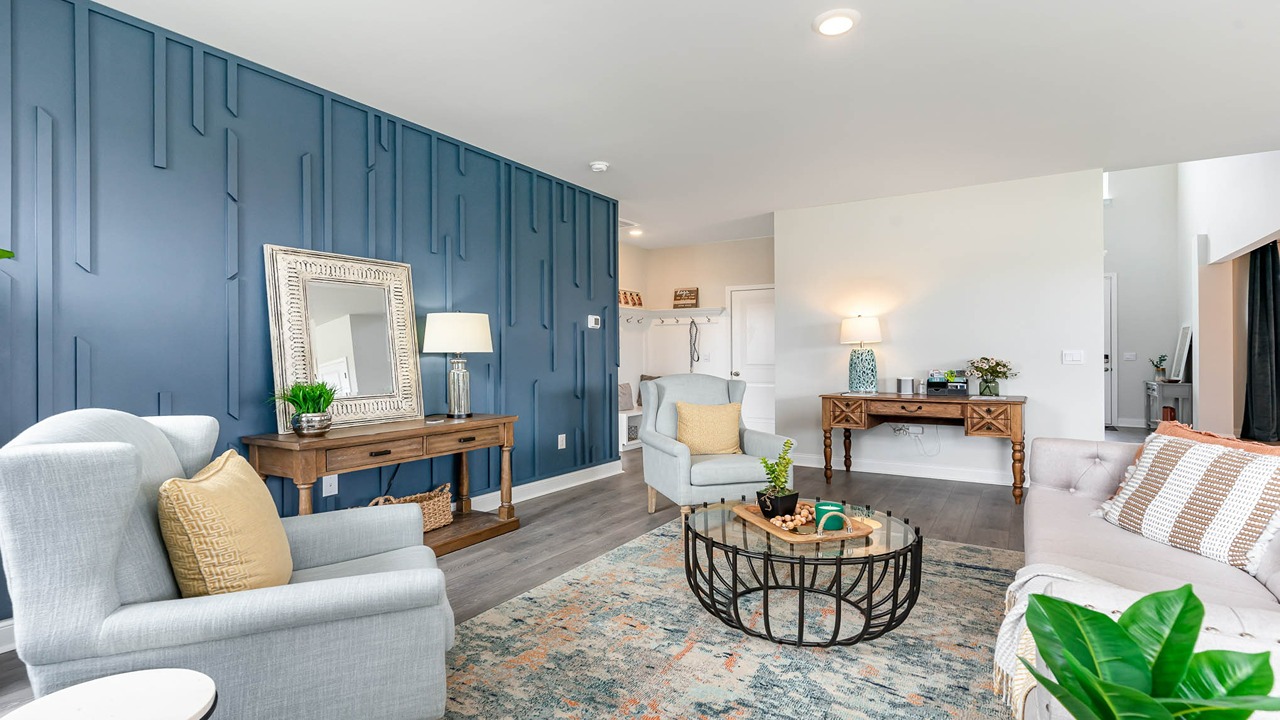 living room with vinyl plank flooring