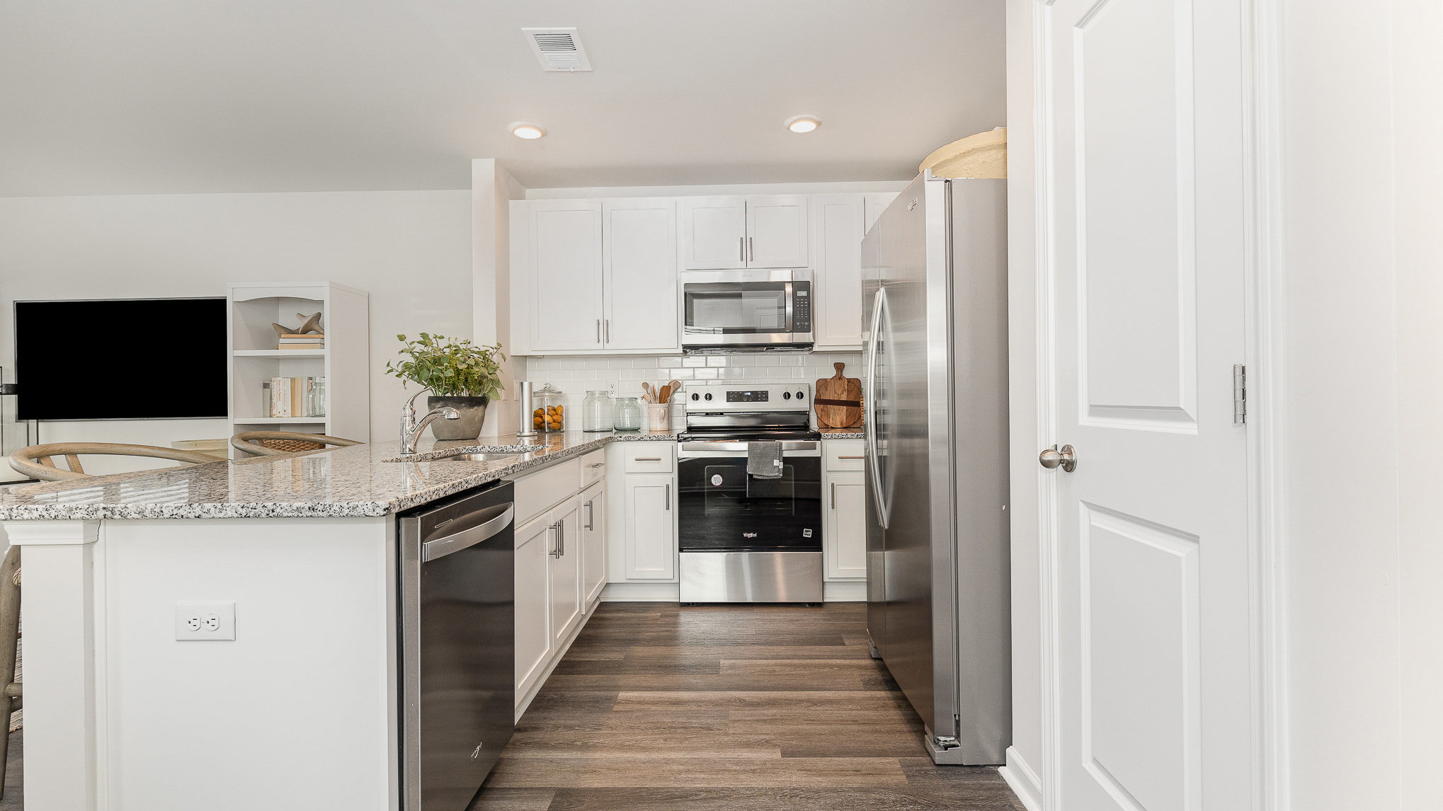 kitchen with white cabinets