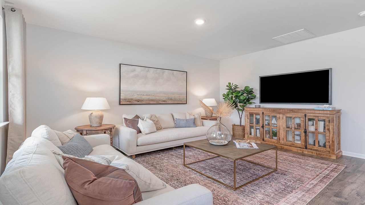 living room with double window