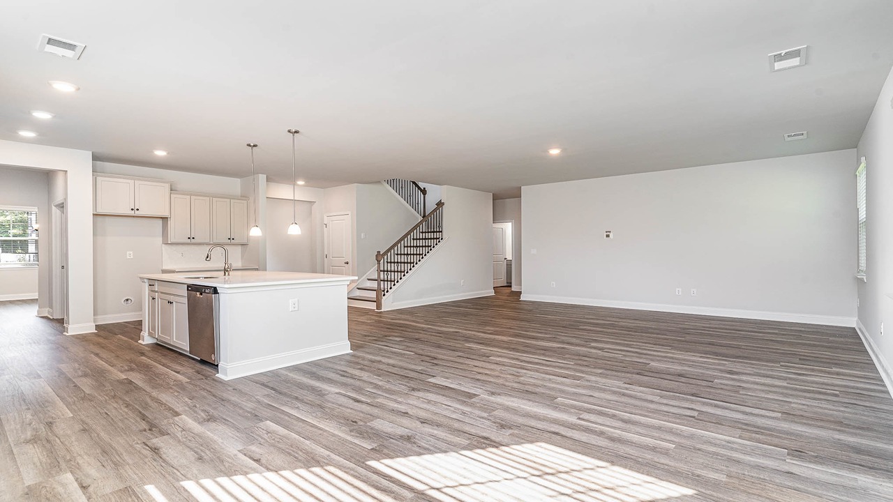 kitchen with gray cabinets and granite countertops