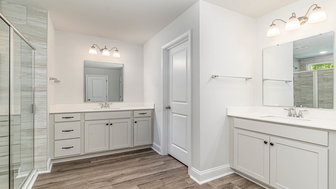 primary bathroom  with double vanity