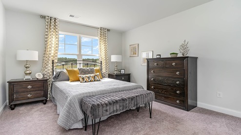 downstairs bedroom with carpet