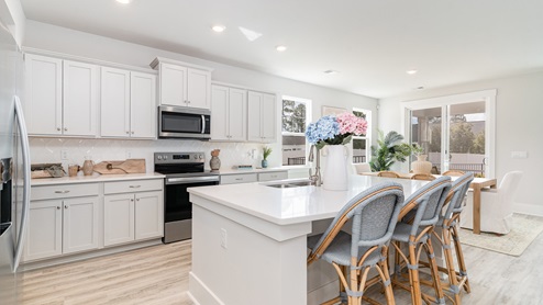 kitchen with white cabinets
