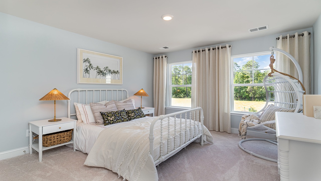 bedroom with double window
