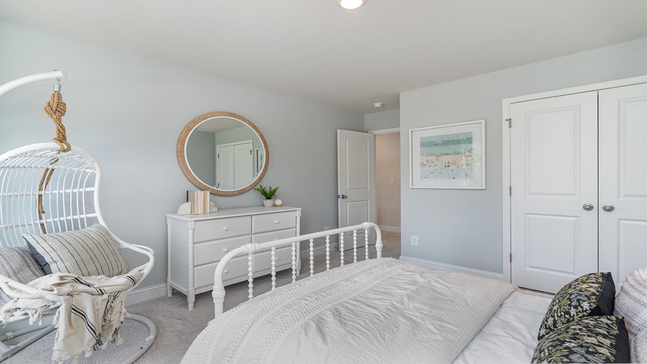 bedroom with double window