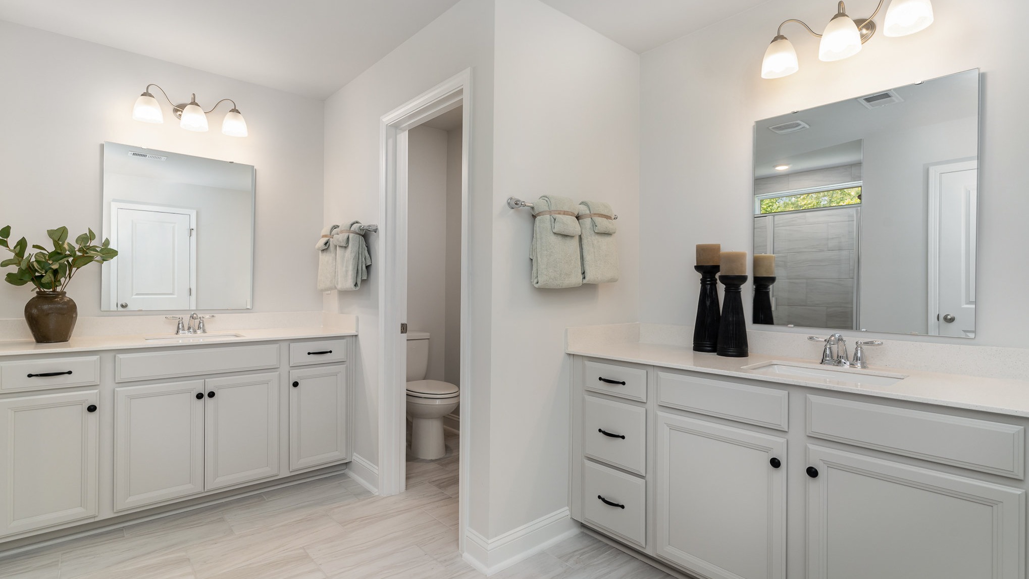 primary bathroom with double vanity